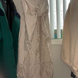 Striped Beige Dress Pants